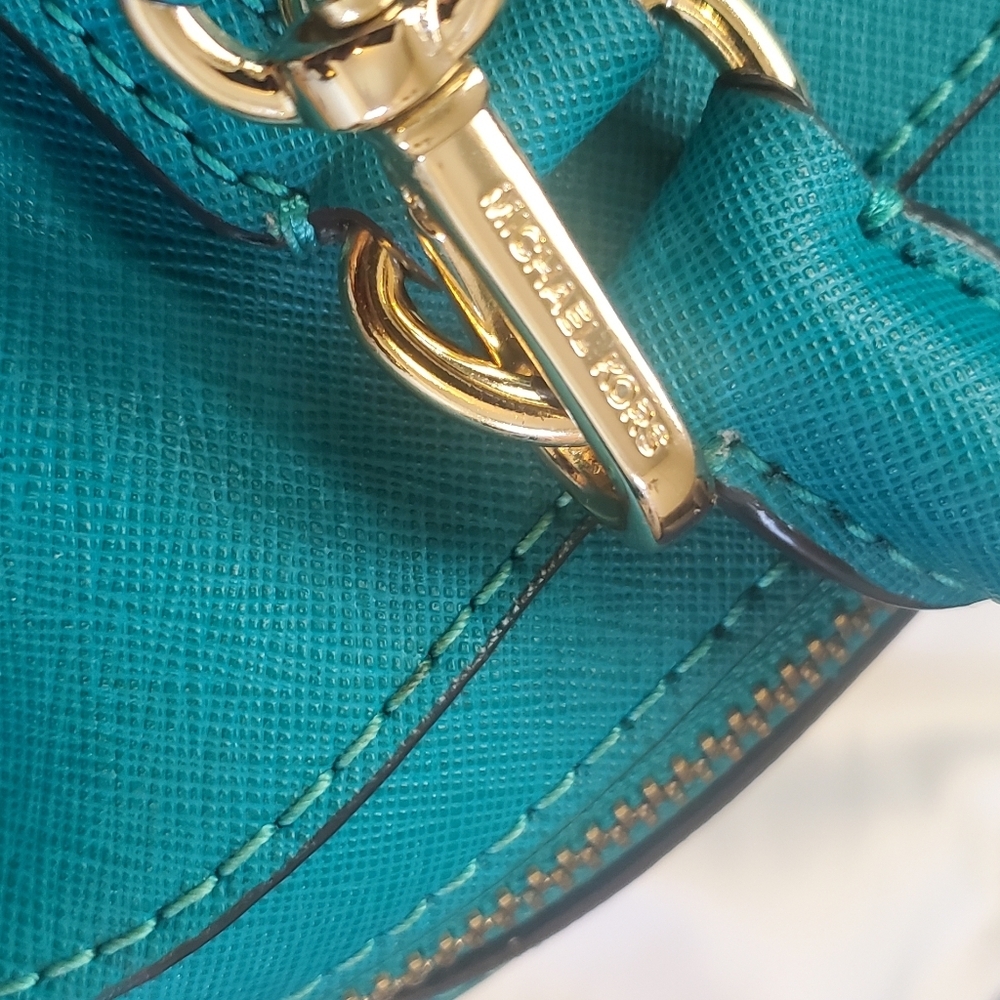 Michael Kors Medium Dome Saffiano Leather Satchel Teal - Picture 8 of 13